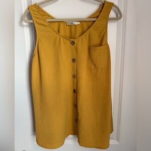 Mustard Sleeveless Button-Front Top